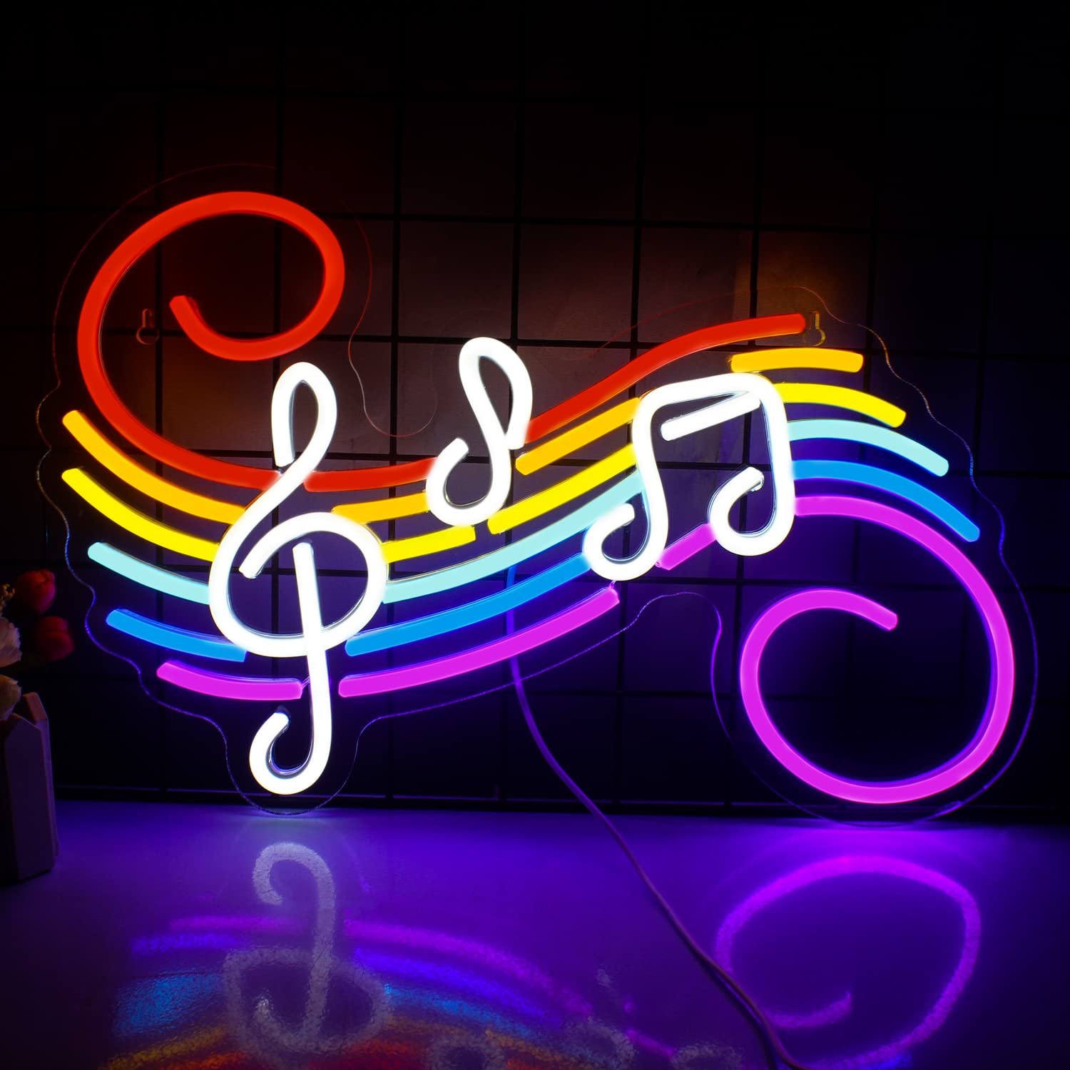 Neon Sign Party - Letrero de Neón con Notas Musicales,