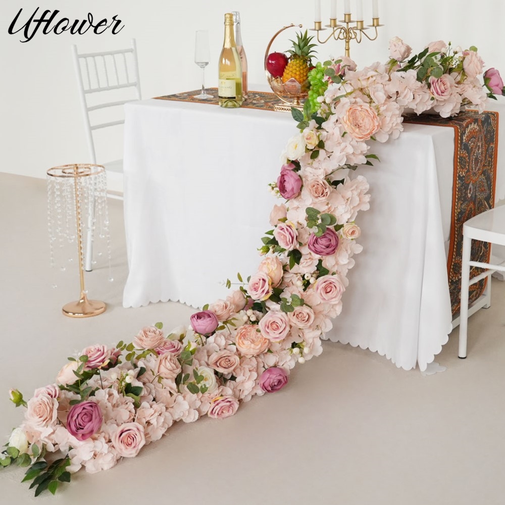 Flower Wall Panel - Uflower 200cm rosa hortensia fila de