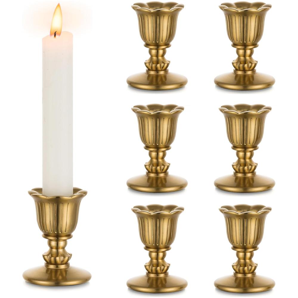 Centerpiece Stick - Candelabros Vintage de Latón Dorado, Estilo