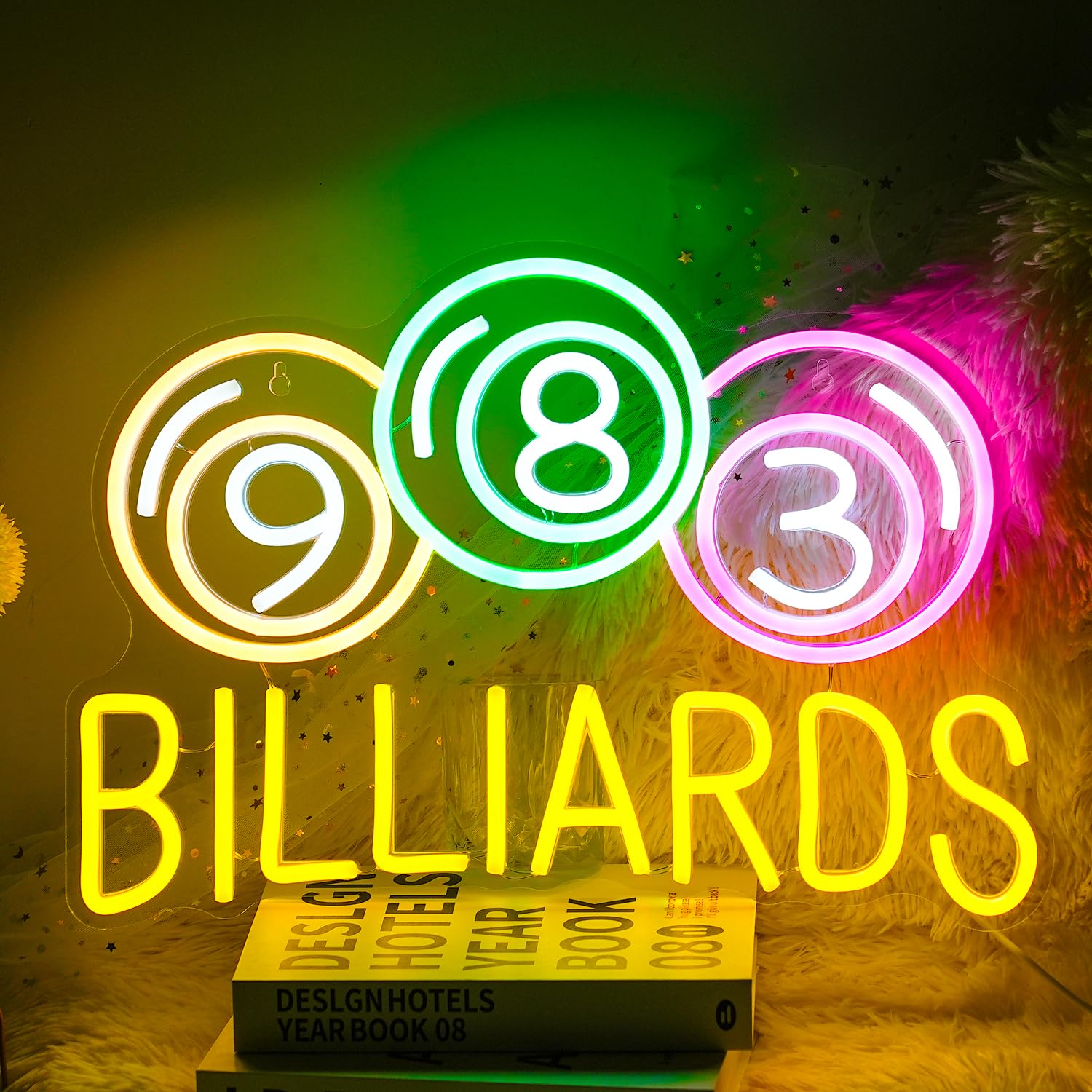 Neon Sign Party - Letrero de Neón de Billar, Luz