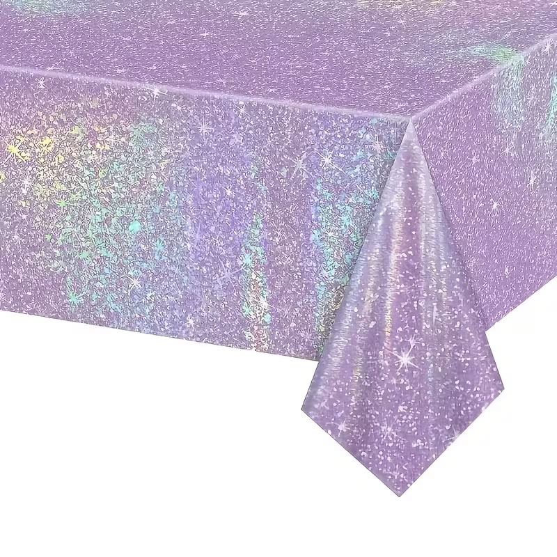 Table Cloth Disposable - Mantel desechable iridiscente morado, decoración de