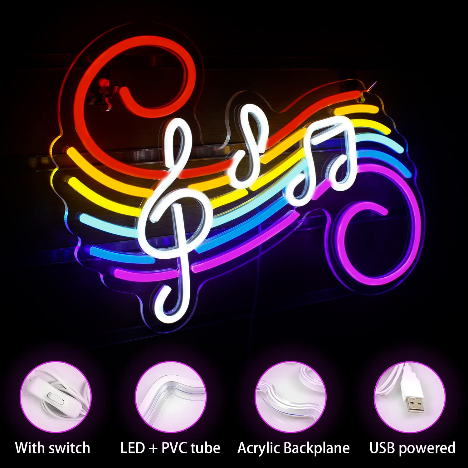 Letrero de Neón con Notas Musi - Neon Sign Party reseña y precio