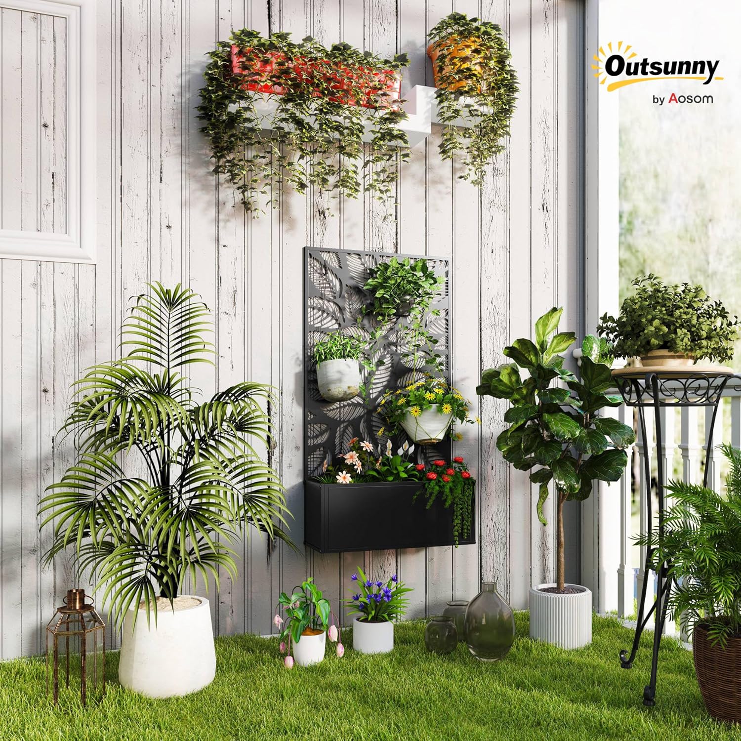 Jardinera elevada metálica con - Flower Wall Panel reseña y precio